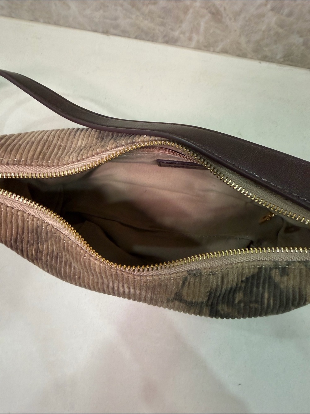 Corduroy Tie-Dye Shoulder Bag in Taupe by Unknown - Picture 5 of 7